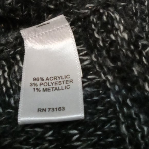 Cable Cauge Cowl High Neck Black & Little White Designed Sweater Size L - Picture 4 of 6